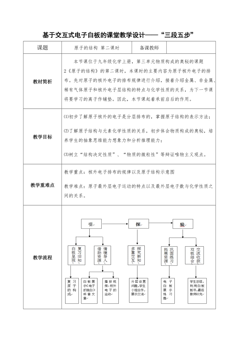 《原子的结构》教学设计说明_第1页