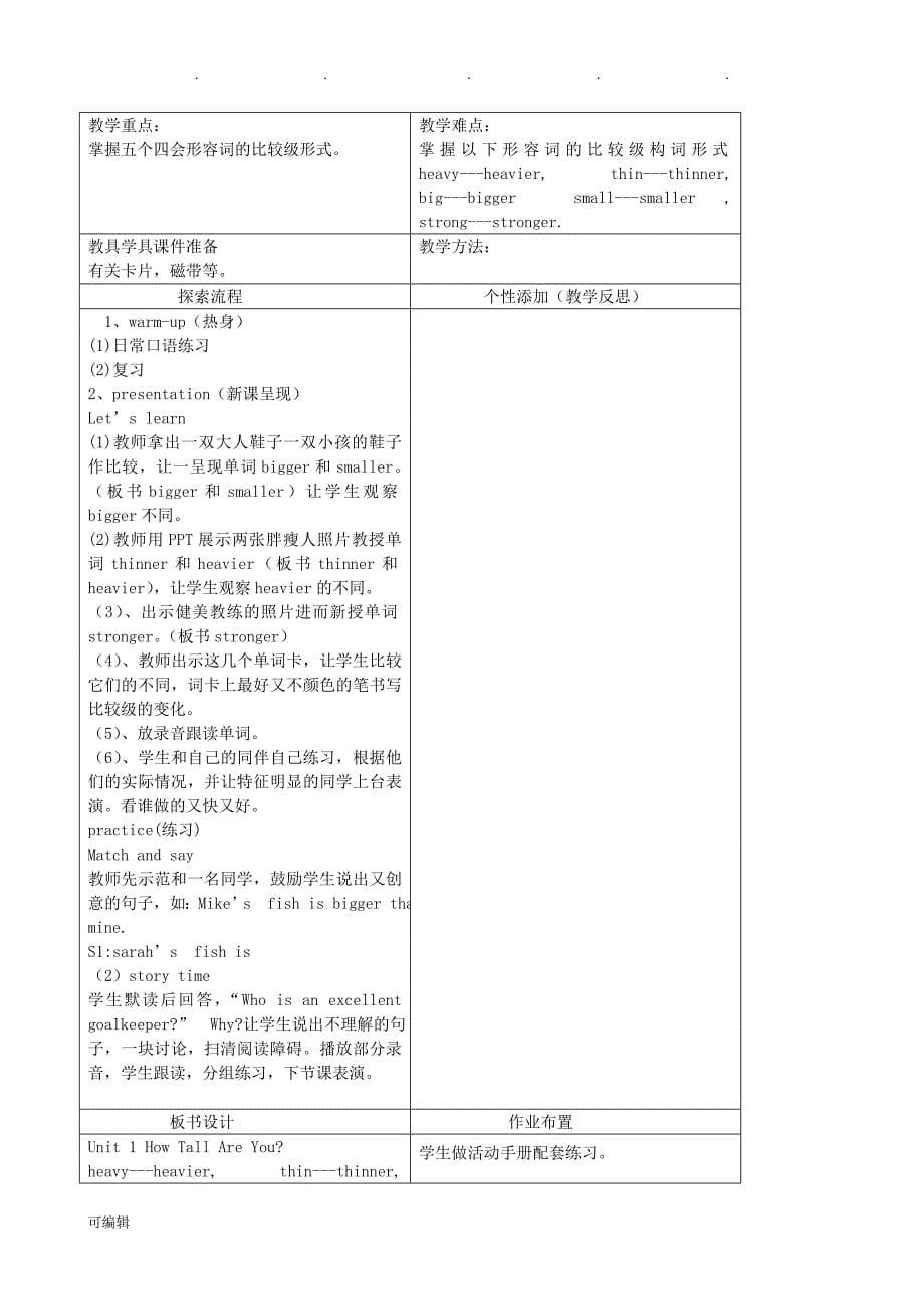 新人版六年级英语教（学）案[下册][全册]_第5页