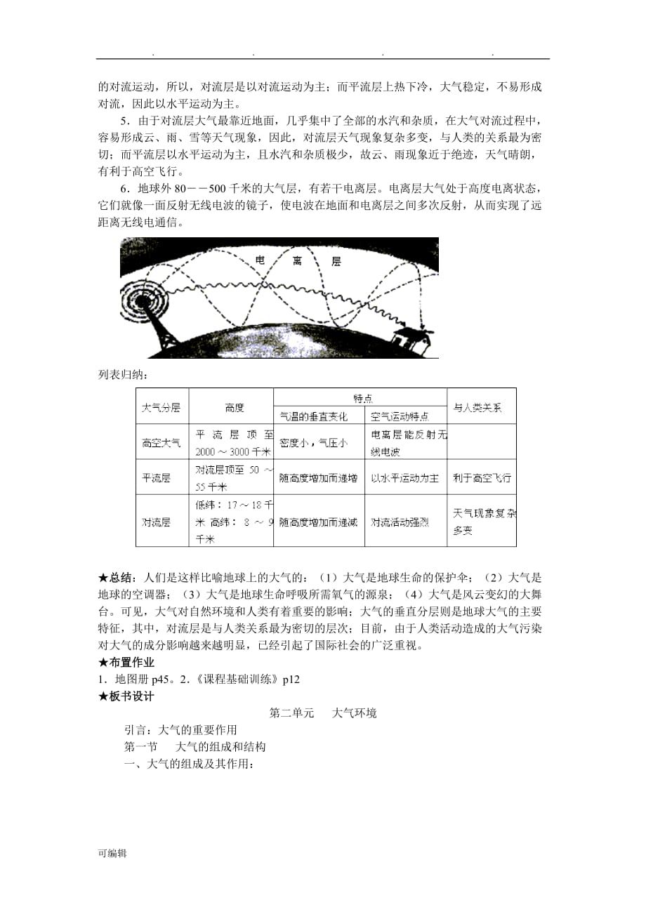 大气的组成和垂直分层教（学）案_第4页