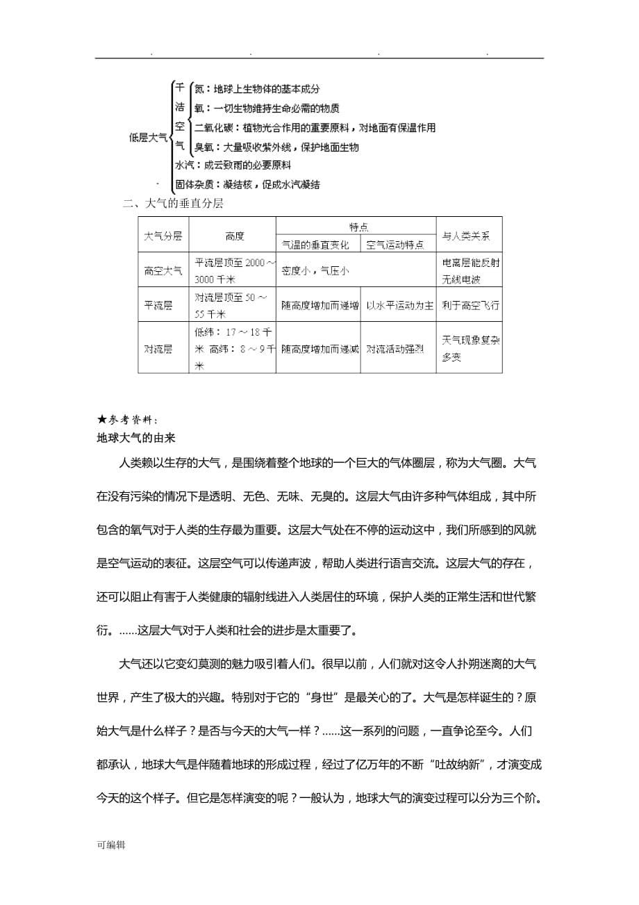 大气的组成和垂直分层教（学）案_第5页