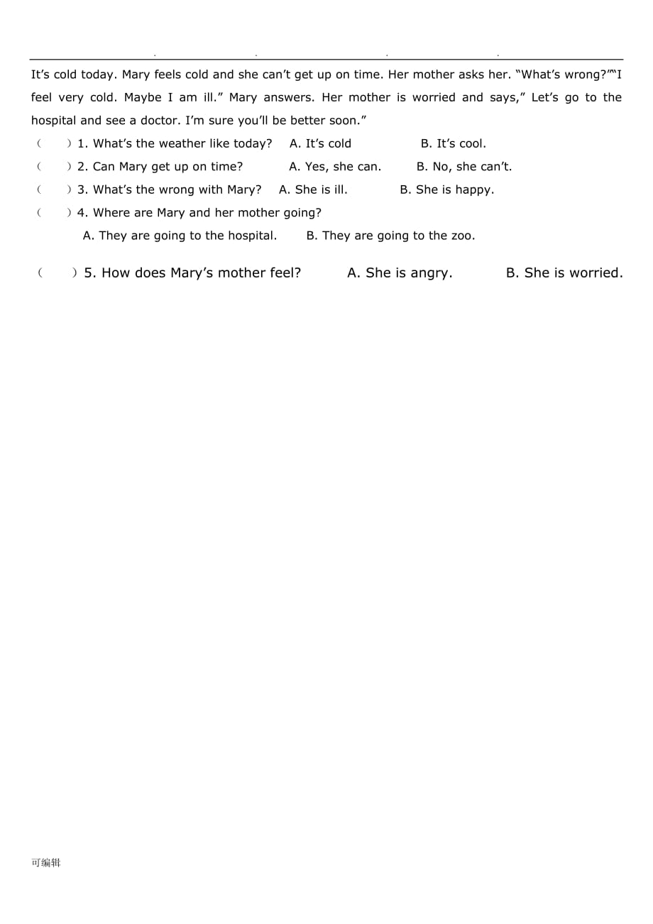 2014六年级[上册]英语第六单元测试卷_第3页