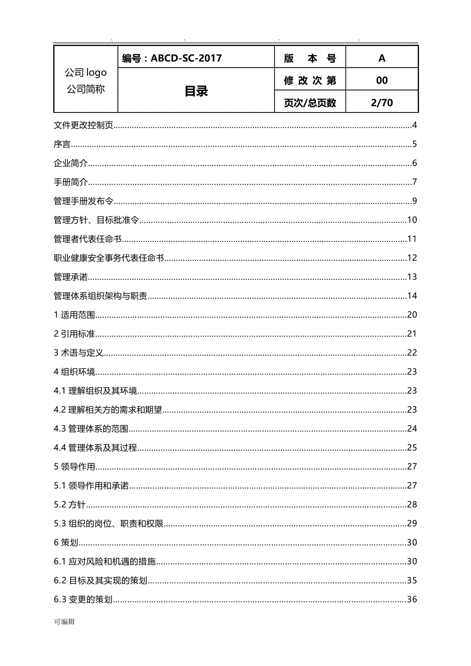 2015新版三体系管理手册范本_第2页