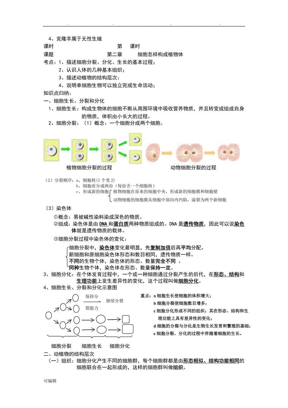 九年级生物复习教（学）案[全册]_第5页