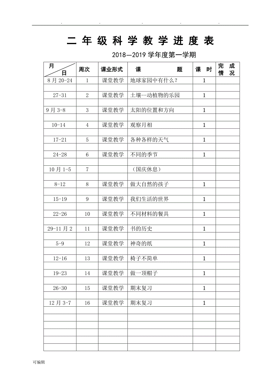 教科版二年级[上册]科学电子教（学）案_第1页