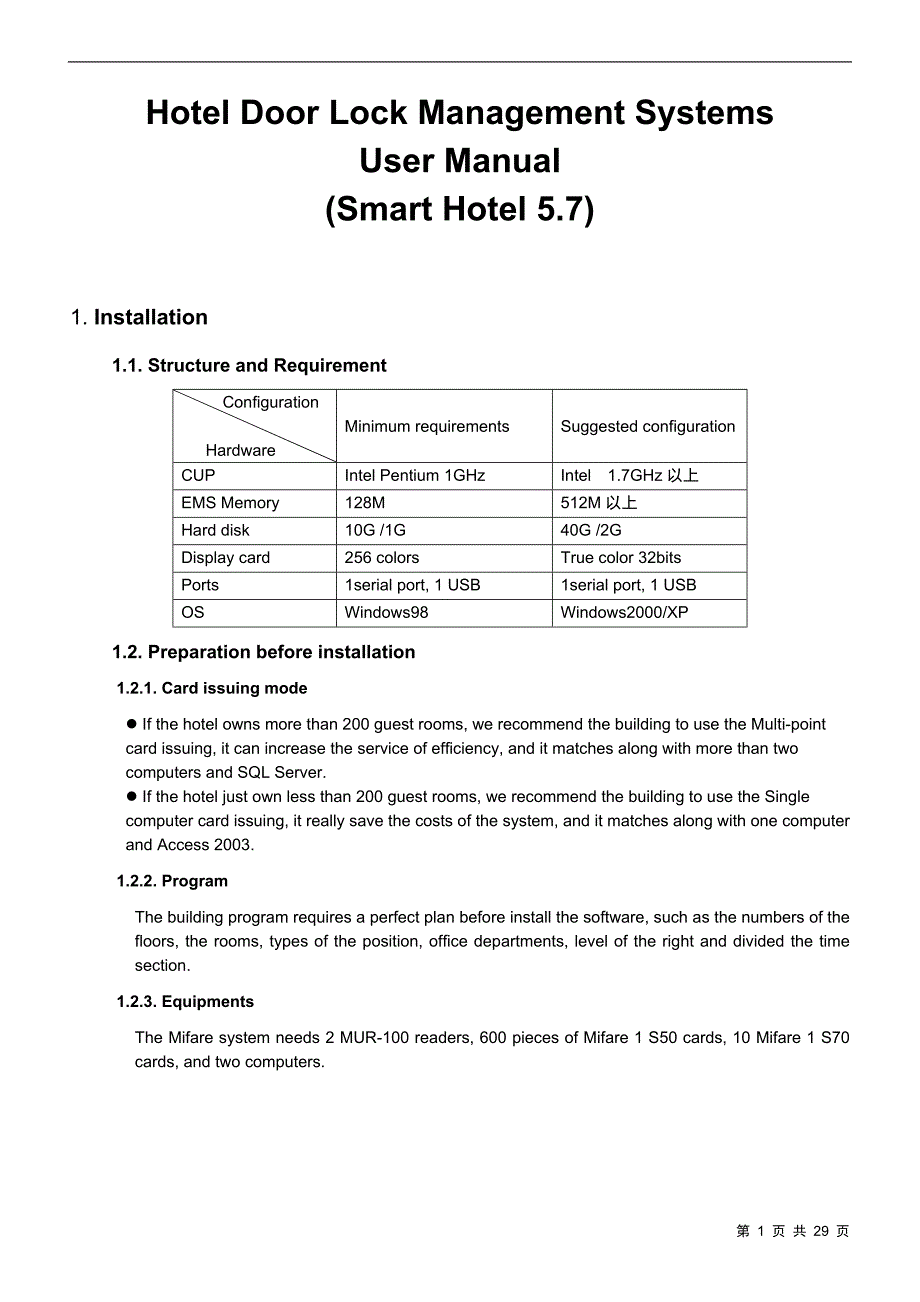 《酒店门锁管理系统-用户手册》Hotel-Door-Lock-Management-Systems-User-Manual_第1页