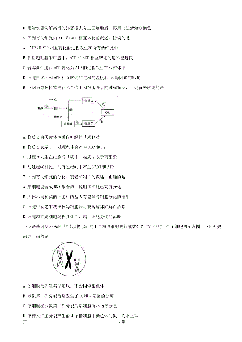 精校Word版答案全--2019届河南省高三上学期阶段性检测（三）（12月）生物_第2页