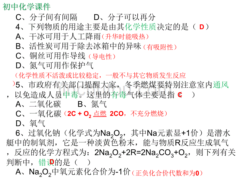 初中化学第一学期期末考试提高题课件（精析）四_第2页