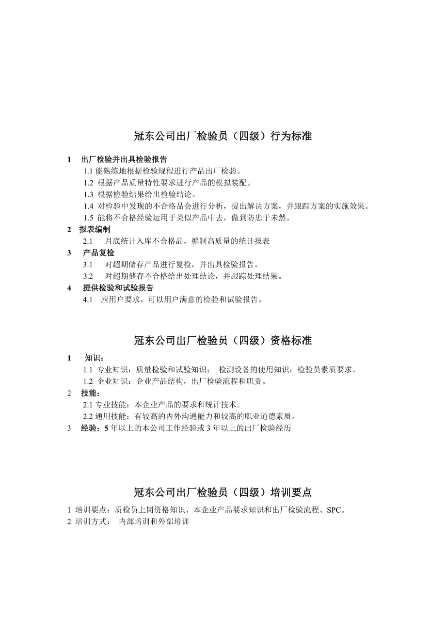 （QC岗位培训）冠东公司出厂检验员(一级)行为标准_第4页