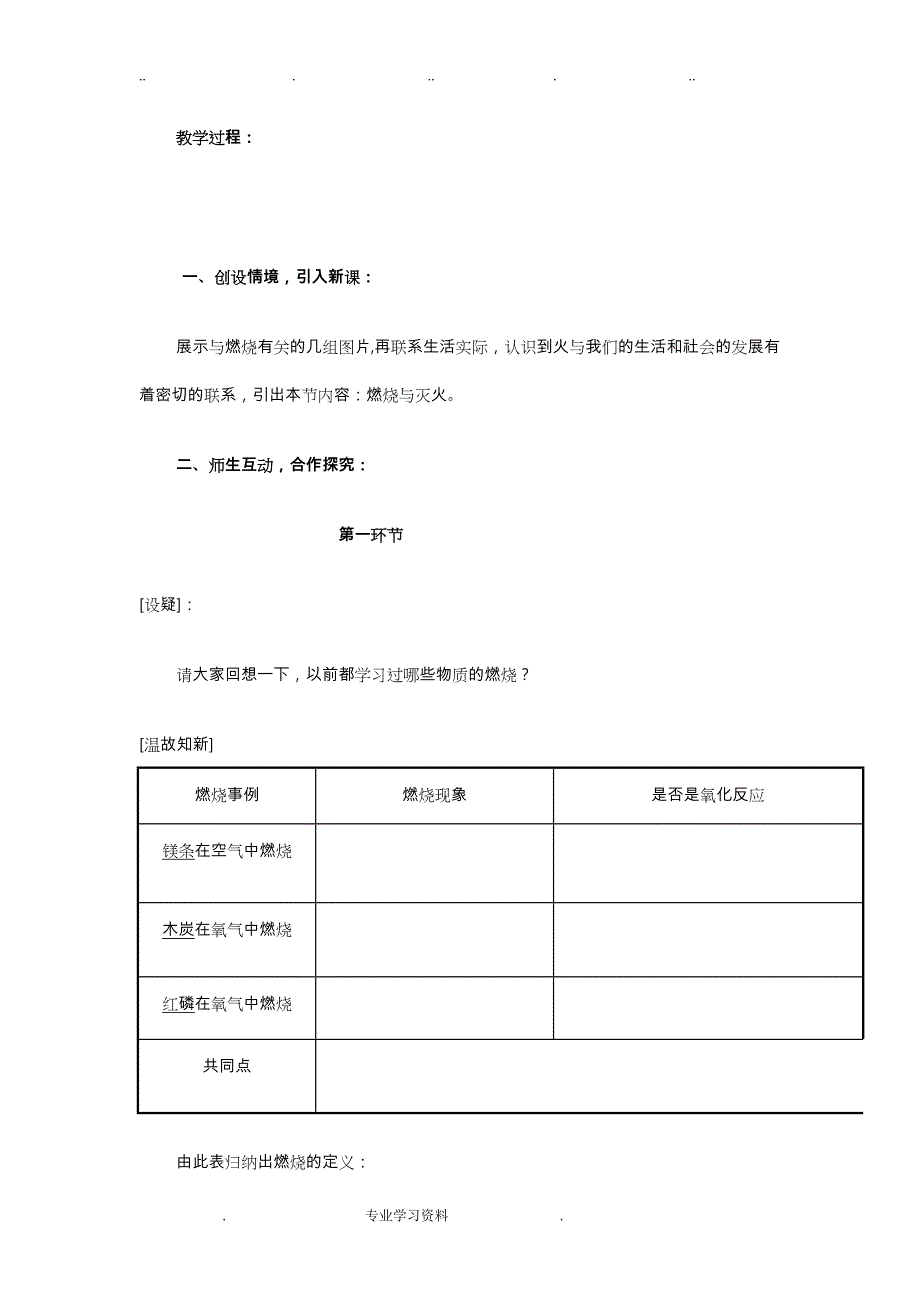 燃烧和灭火教学设计说明_第3页