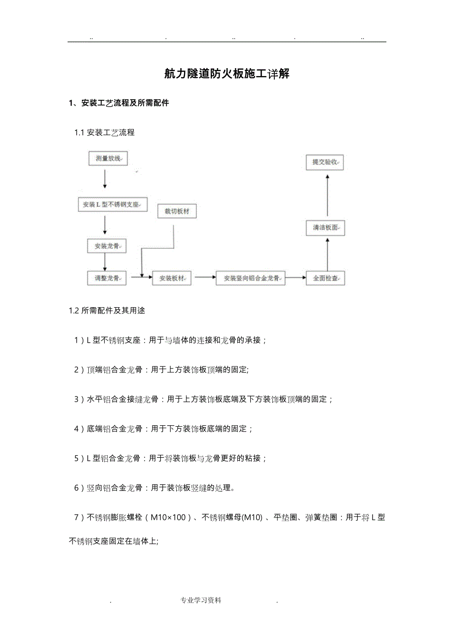 航力隧道防火板施工详细讲解_安装节点图_第1页