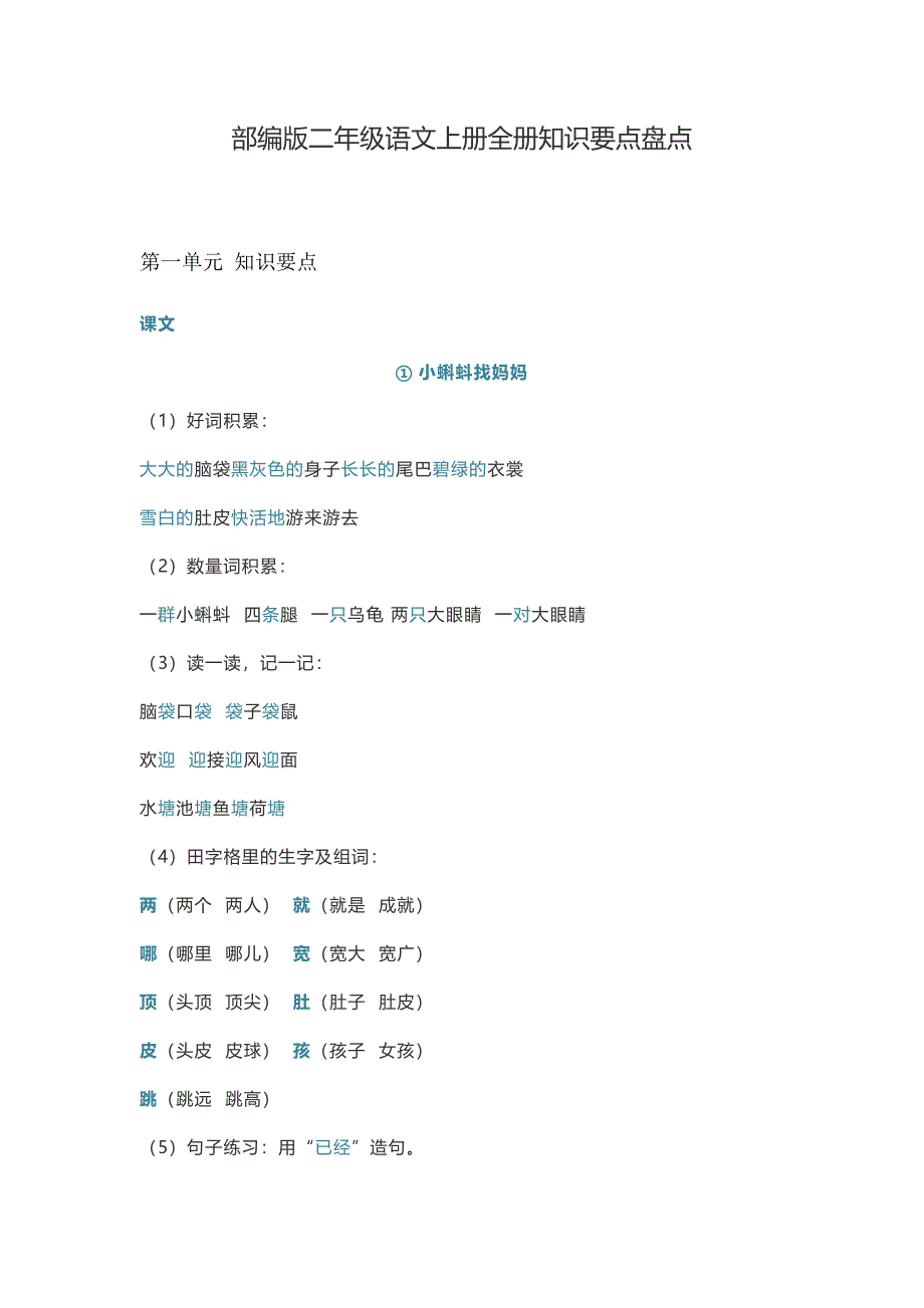 部编版二年级语文上册知识要点盘点 (1)_第1页