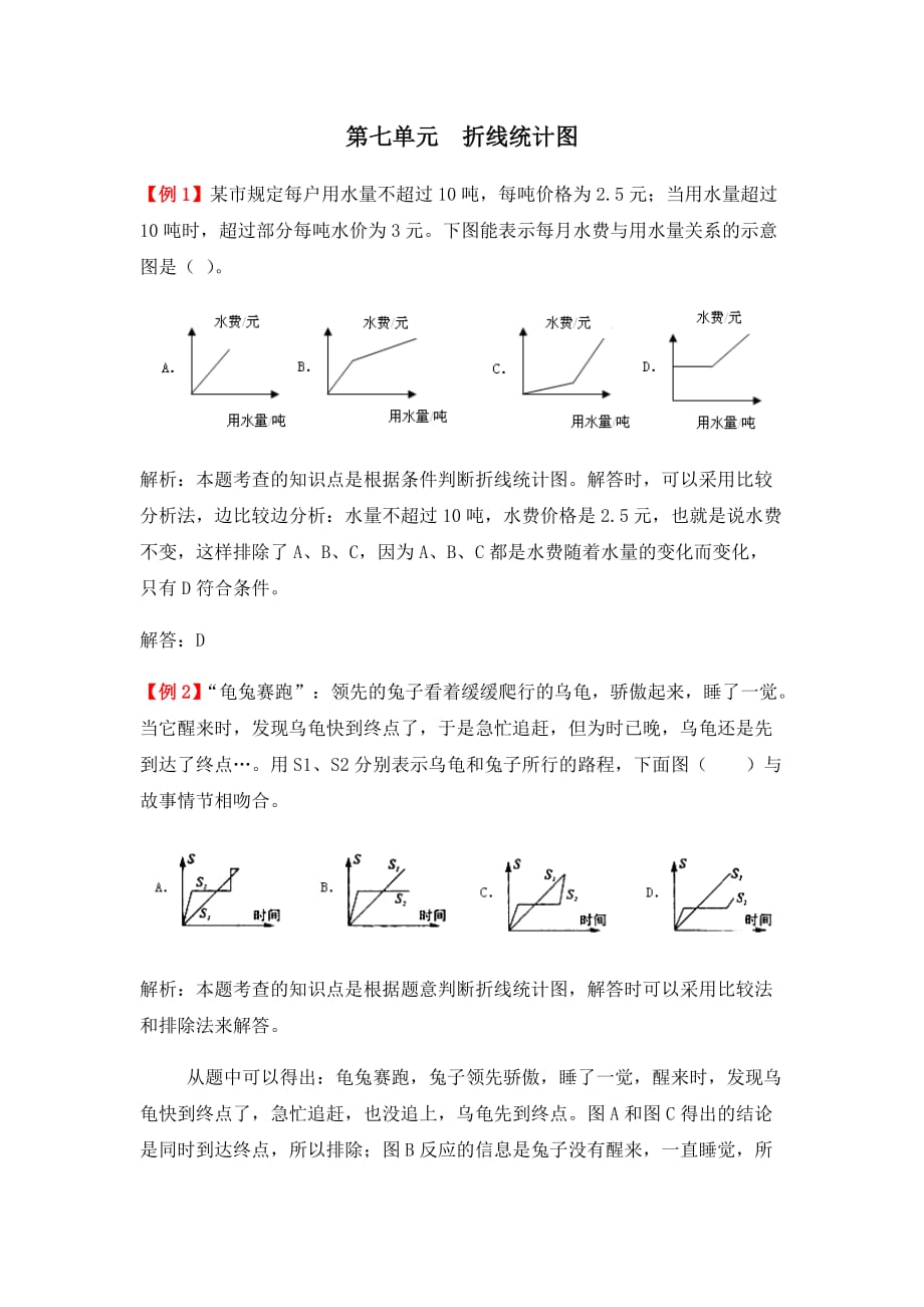 五年级下册数学试题-第7单元折线统计图-爬坡题（含解析答案）人教新课标（2014秋）_第1页