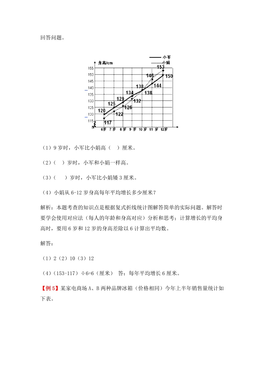 五年级下册数学试题-第7单元折线统计图-爬坡题（含解析答案）人教新课标（2014秋）_第3页