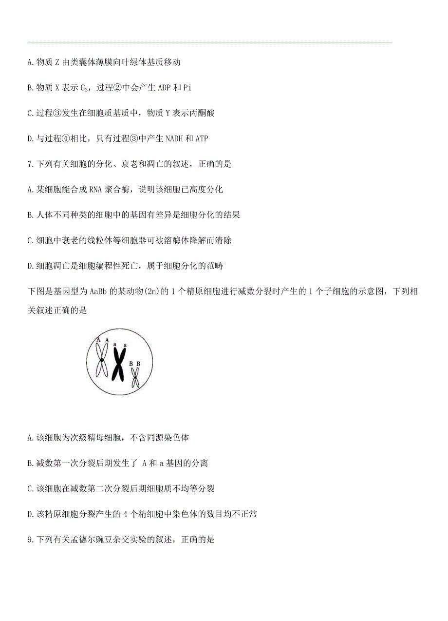 河南省2019届高三上学期阶段性检测（三）生物试卷及答案_第3页