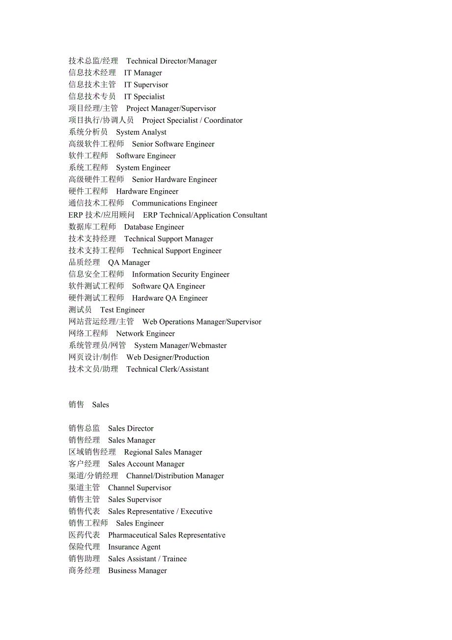 各种职称英文名称_第4页