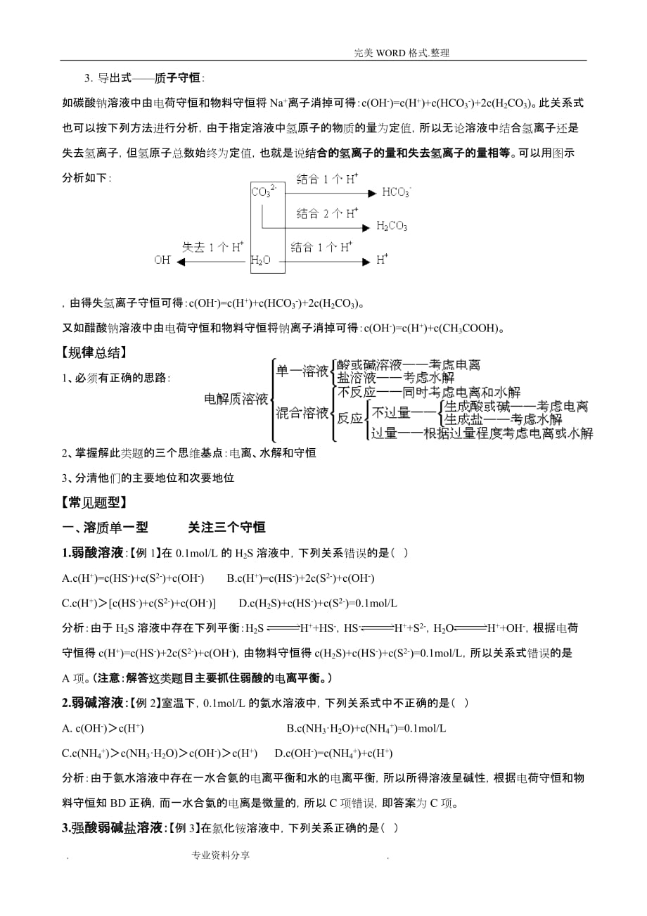 溶液中离子浓度大小比较总结归类 超全_第2页