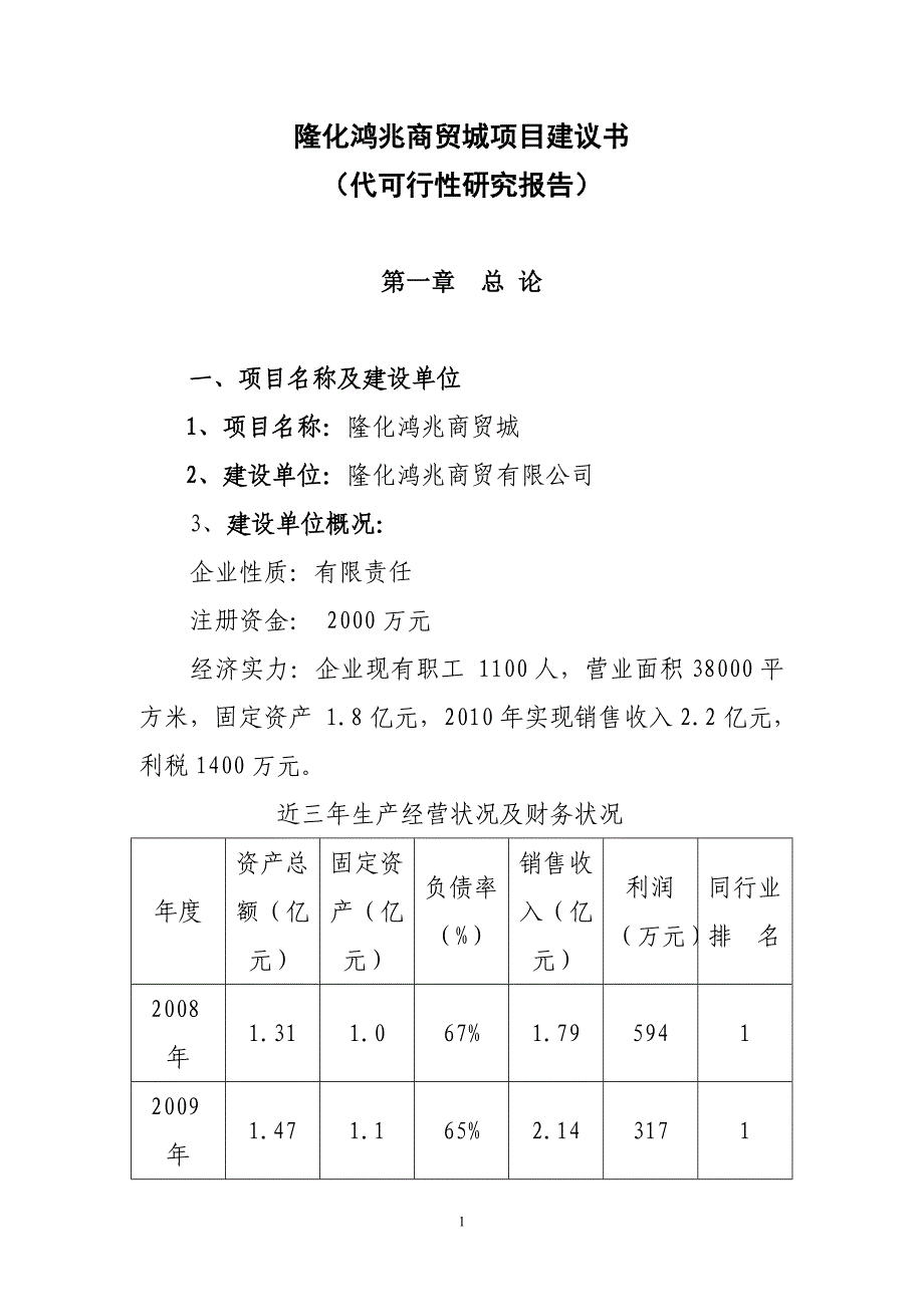 隆化鸿兆商贸城项目建议书_第4页