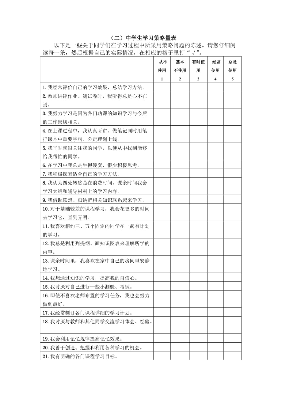 中学生学习心理量表_第2页