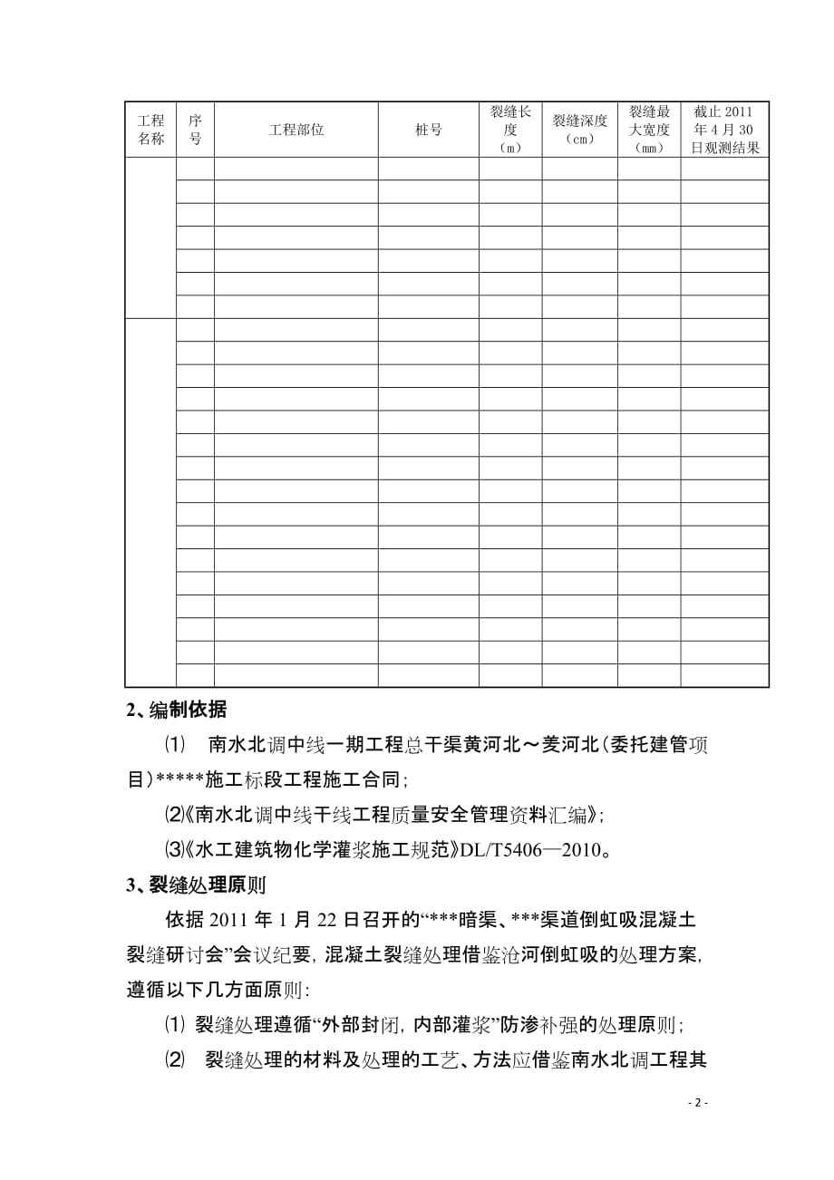 渠道、倒虹吸、暗渠混凝土裂缝处理方案_第2页