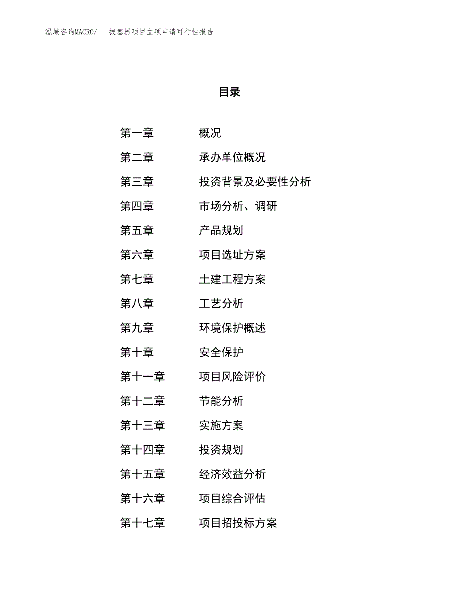 拔塞器项目立项申请可行性报告_第1页