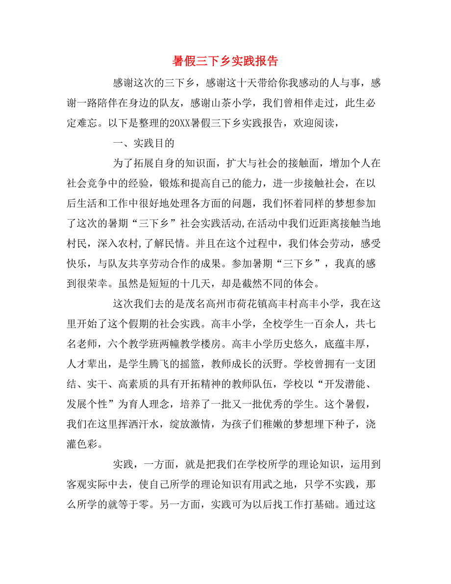 2019年暑假三下乡实践报告_第1页