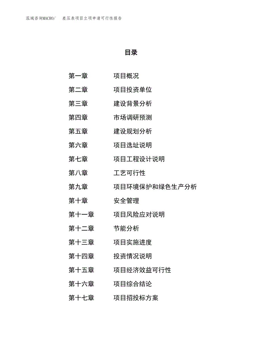 差压表项目立项申请可行性报告_第1页