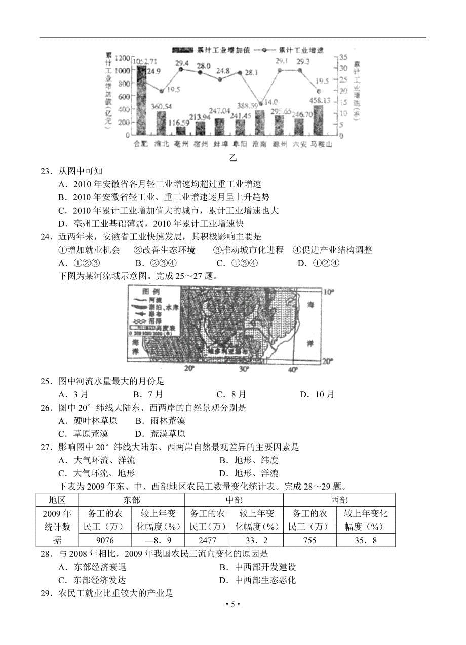 安徽省皖南八校2012届高三4月第三次联考试题(文综)_第5页