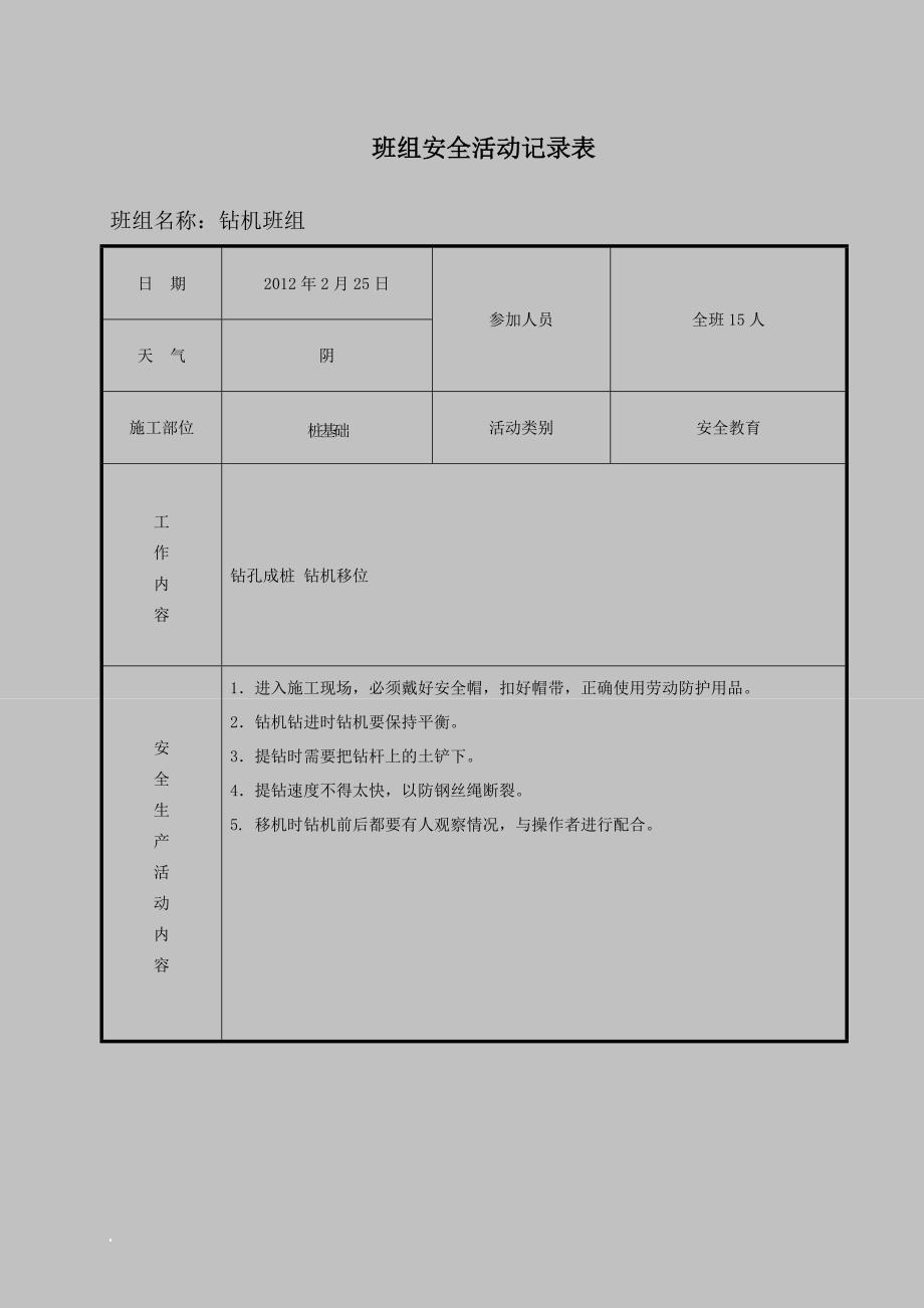 工程班组安全活动记录表(填写范例)[1]_第1页