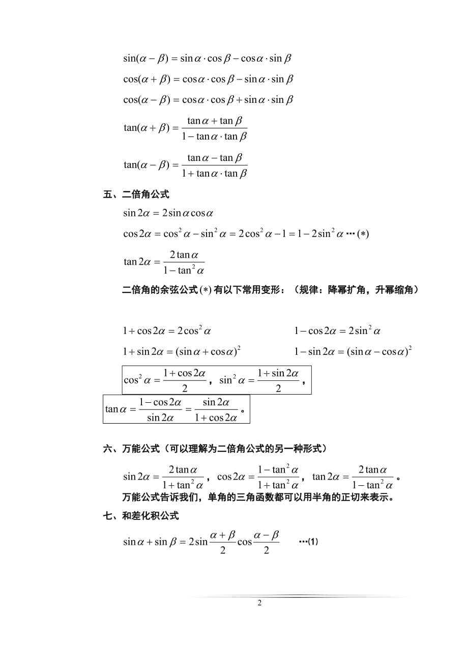 高中数学-三角函数公式大全资料_第2页
