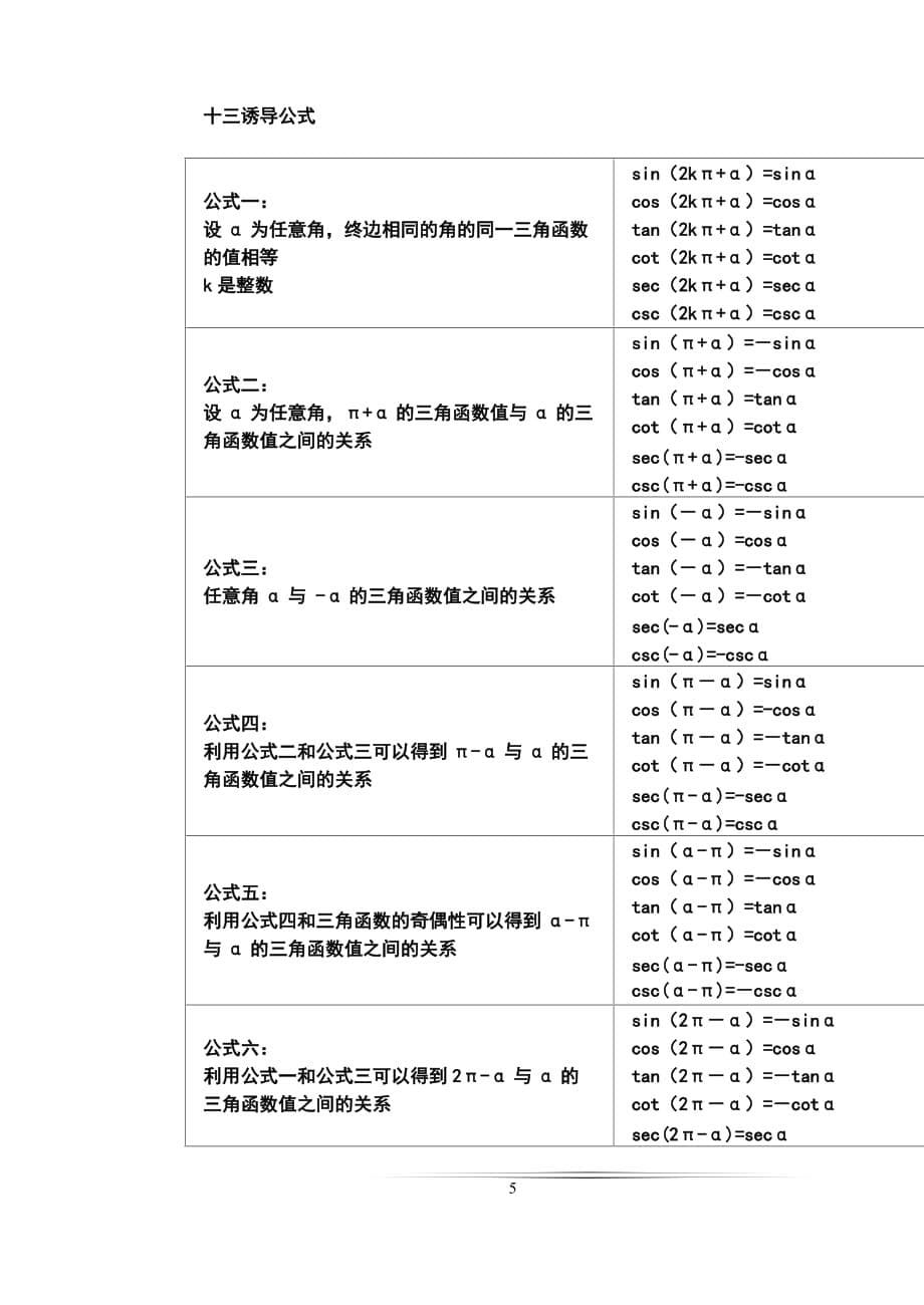 高中数学-三角函数公式大全资料_第5页