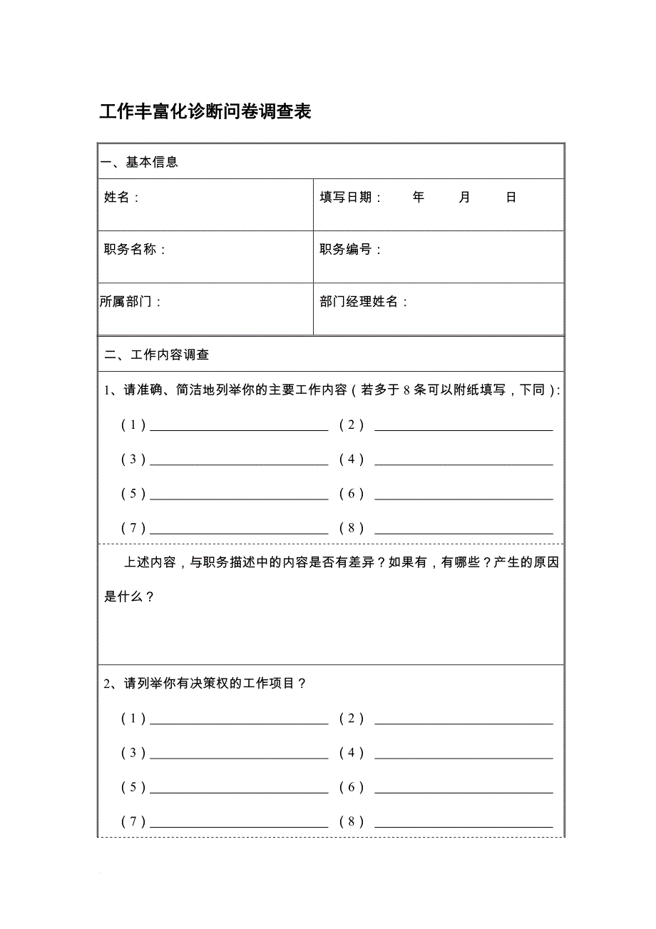 工作丰富化诊断问卷调查表-hr猫猫_第1页