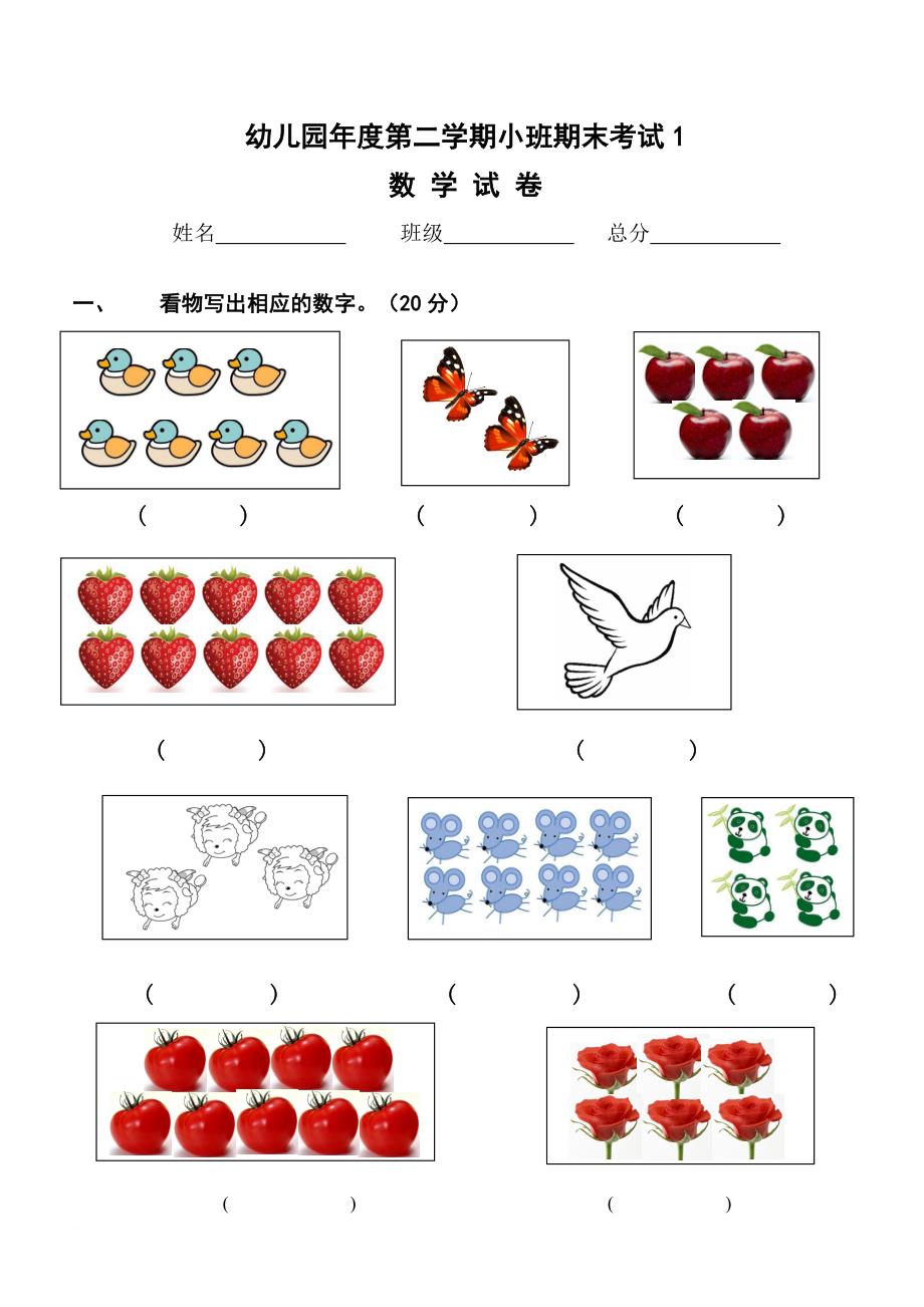 幼儿园大中班试卷大全9套_第1页