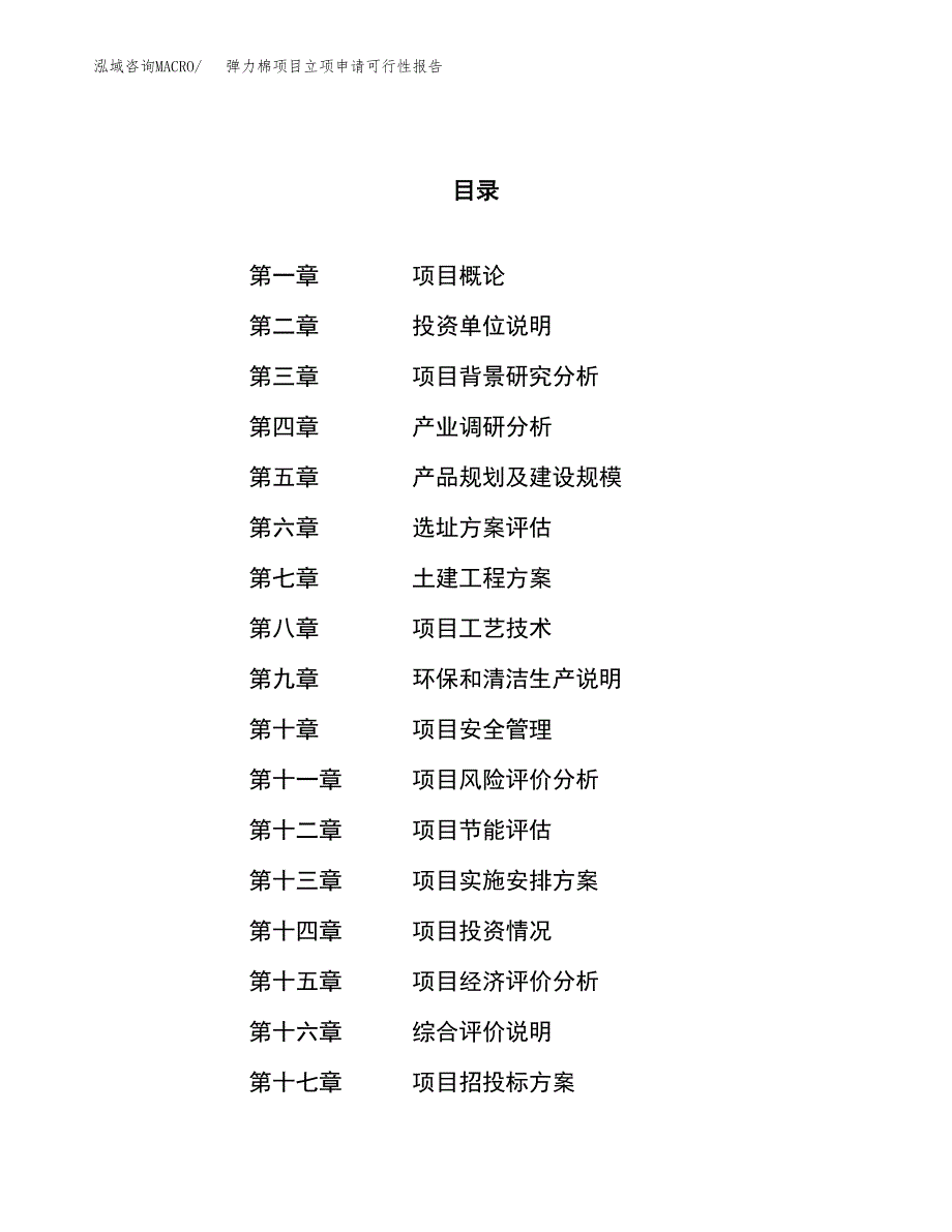 弹力棉项目立项申请可行性报告_第1页