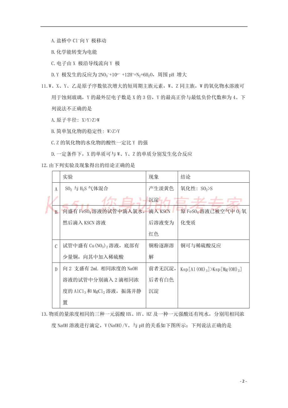 广东省佛山市18届高三理综(化学部分)下学期综合能力测试试题(二)_第2页