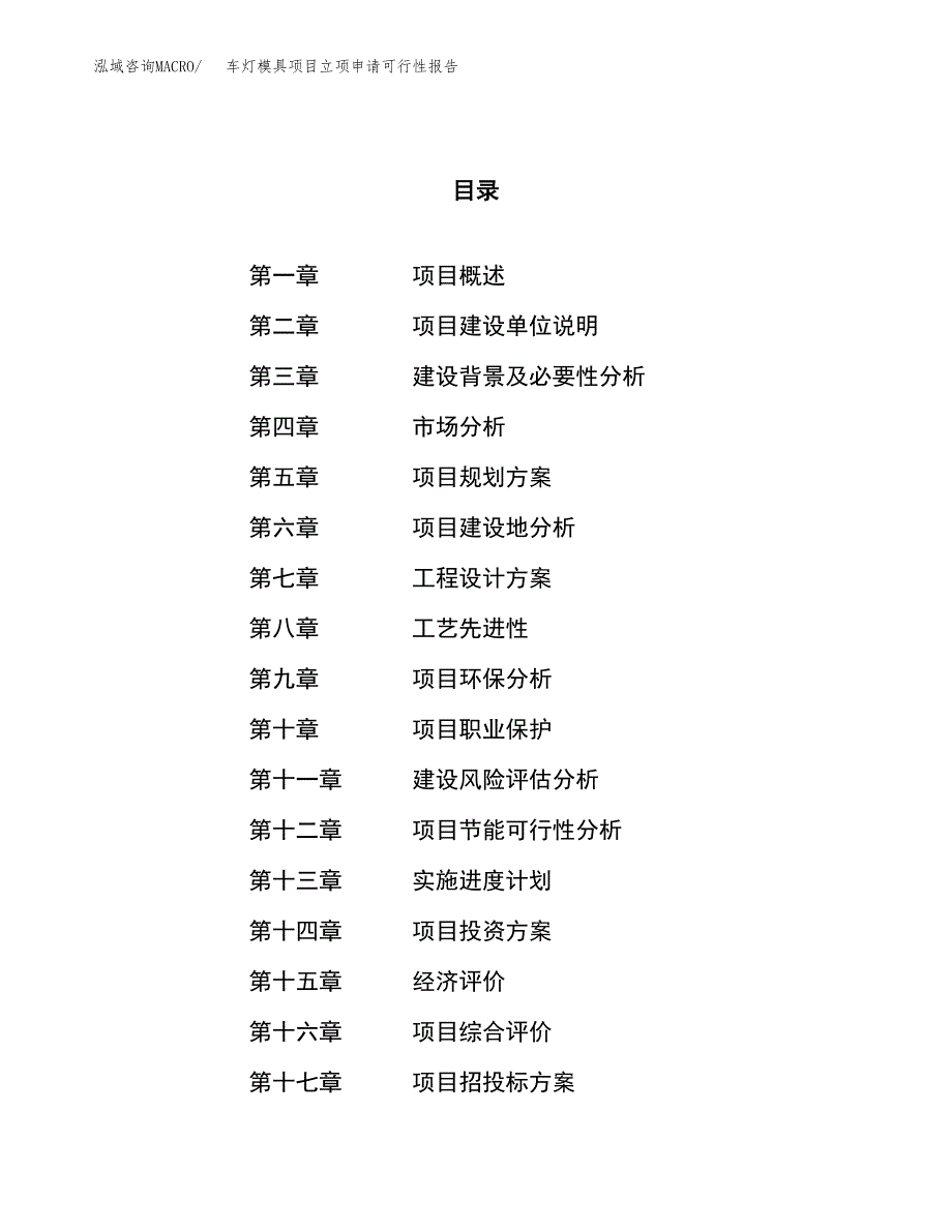 车灯模具项目立项申请可行性报告_第1页