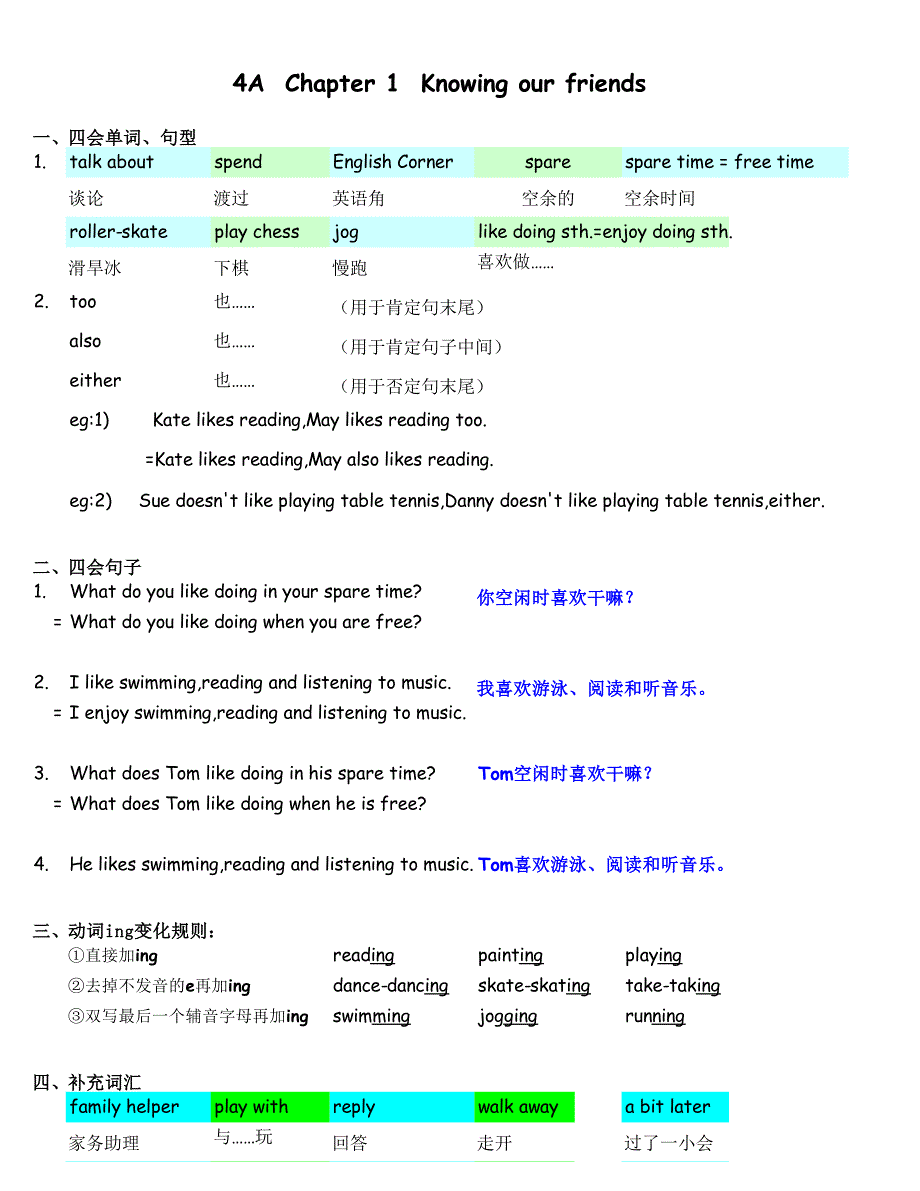 香港朗文4a单词及句子.xls资料_第1页