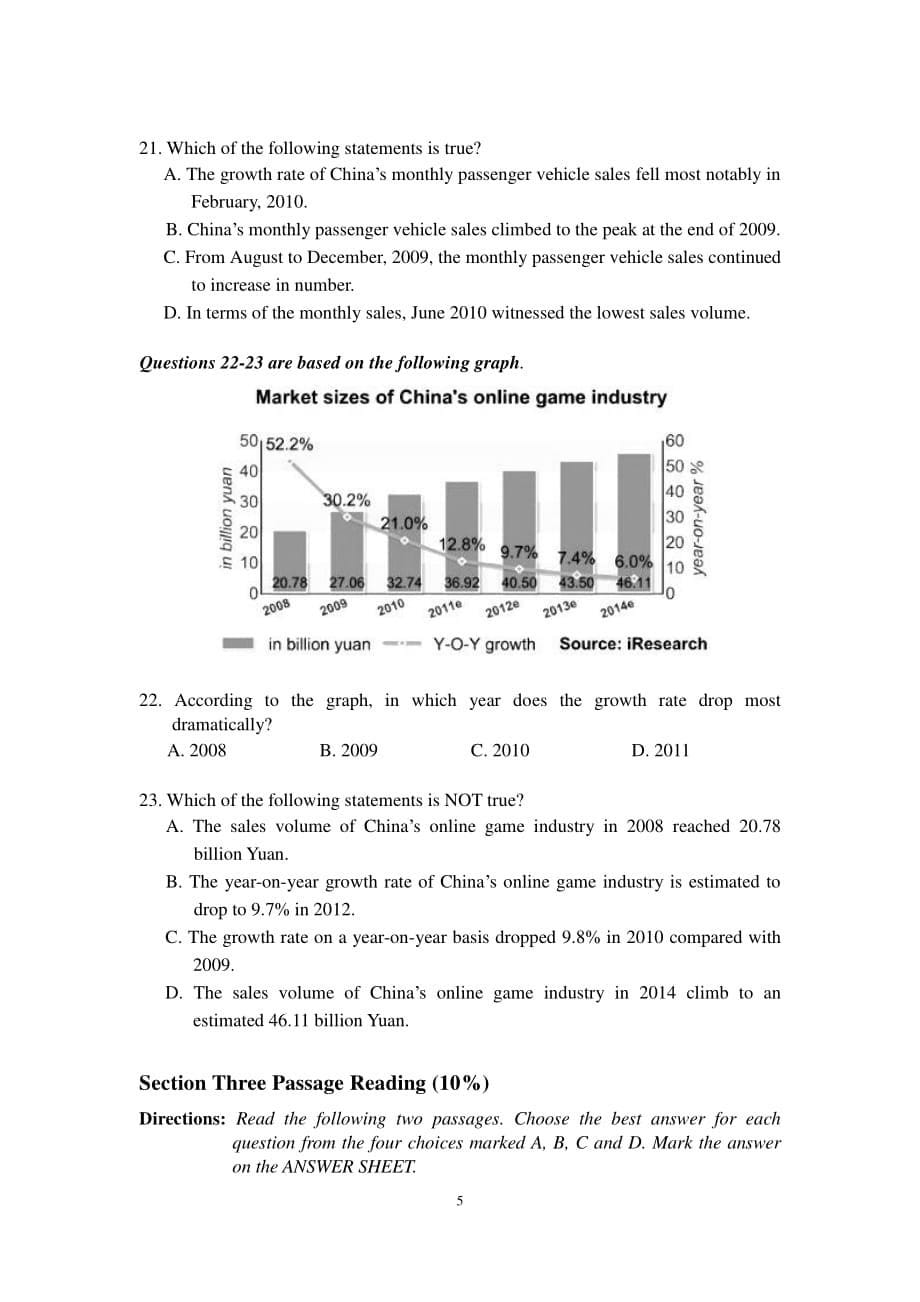 2016年商务英语四级考试样题资料_第5页