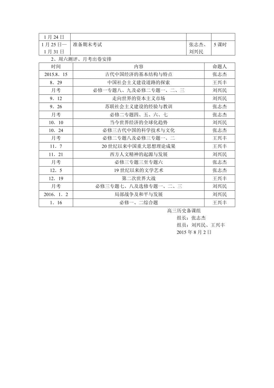 2016届高三历史一轮复习及集体备课计划_第5页