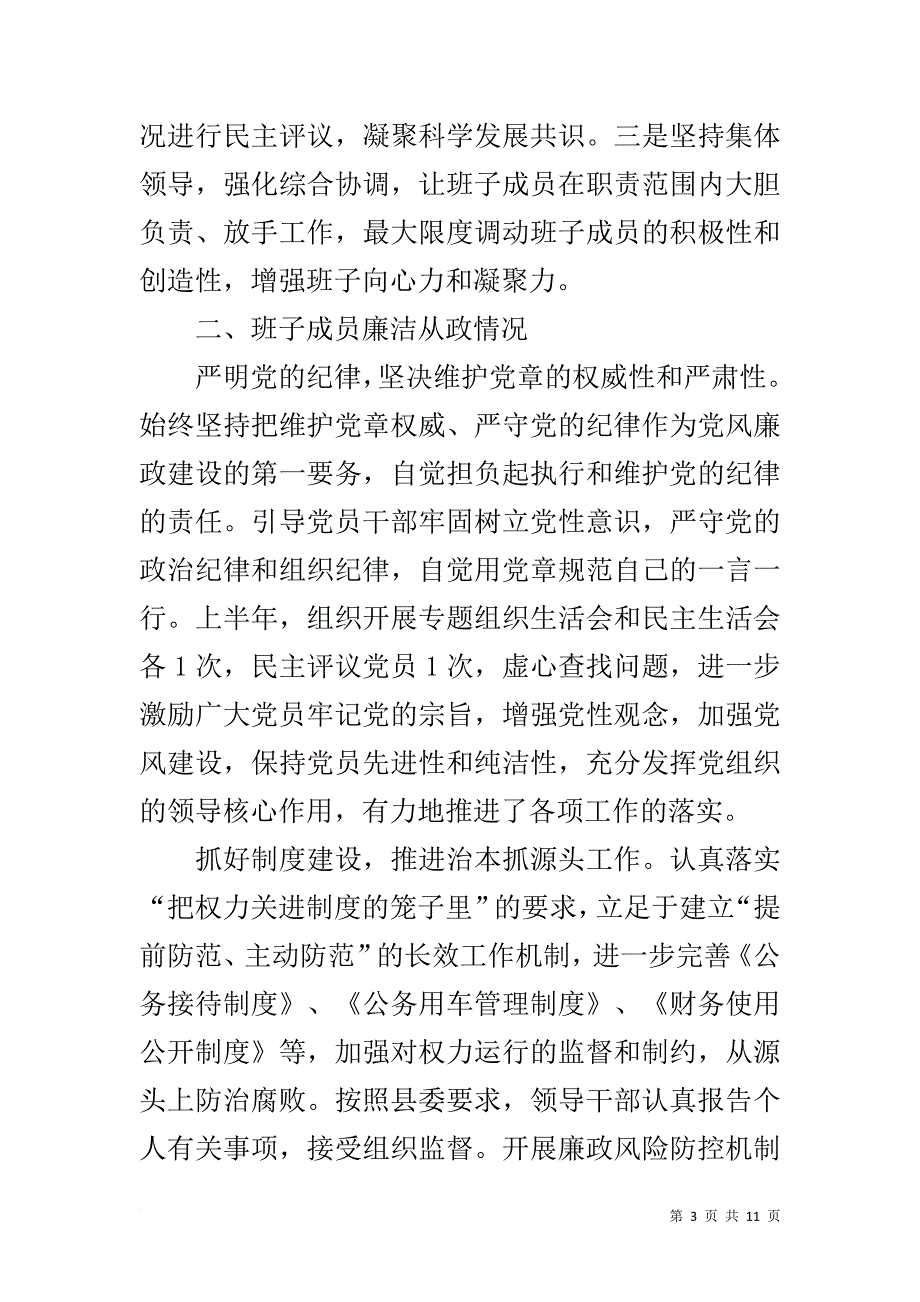 残联主席履行主体责任、班子成员廉洁从政及主要负责人履行第一责任人情况自查报告_第3页