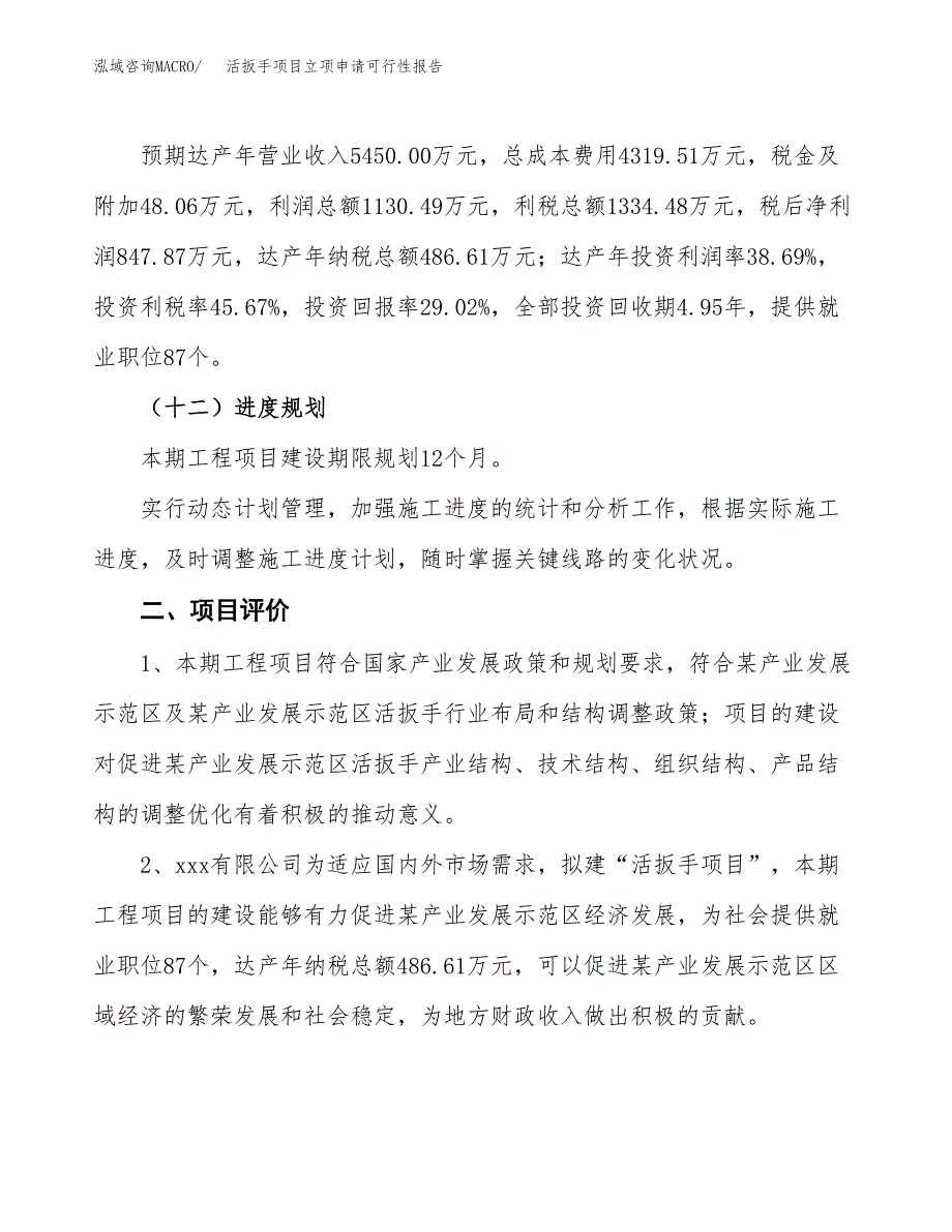 活扳手项目立项申请可行性报告_第4页