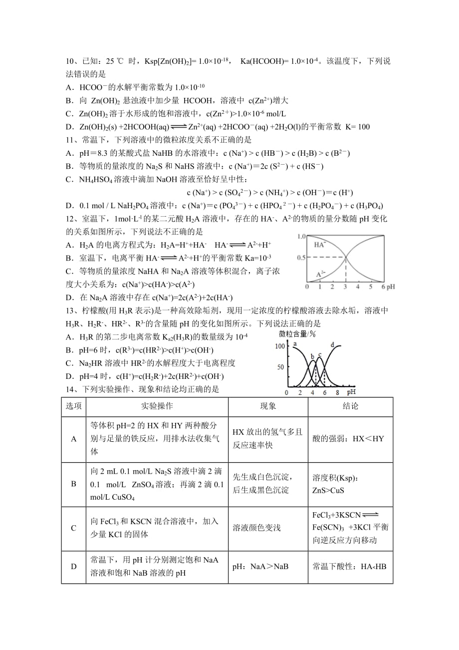 湖南省衡阳市2018-2019学年高二上学期六科联赛试题（12月）化学Word版含答案_第3页