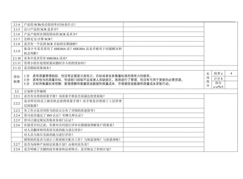 oem工厂质量管理体系审查表2_第5页