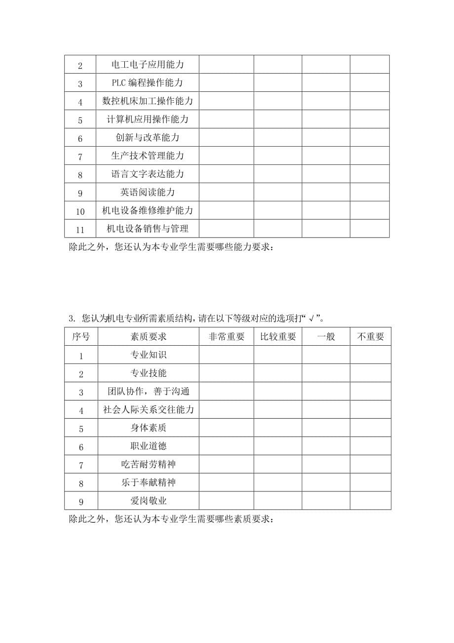 机电一体化专业调研表_第5页