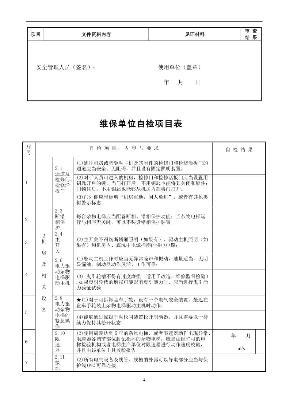 曳引驱动杂物电梯年度自检报告_第5页