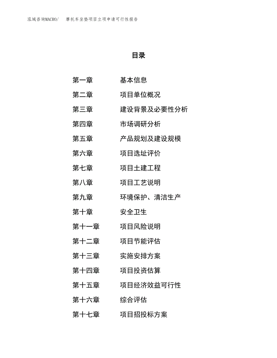 摩托车坐垫项目立项申请可行性报告_第1页