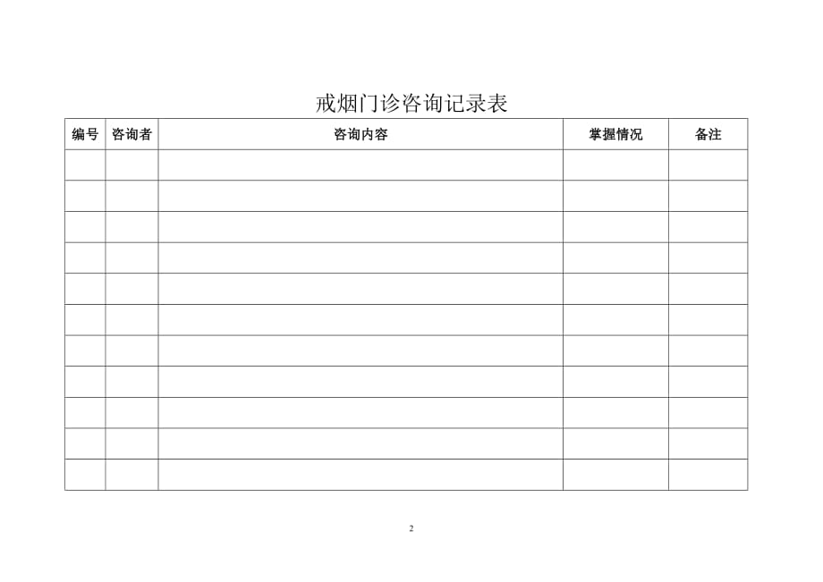 戒烟咨询记录表_第2页