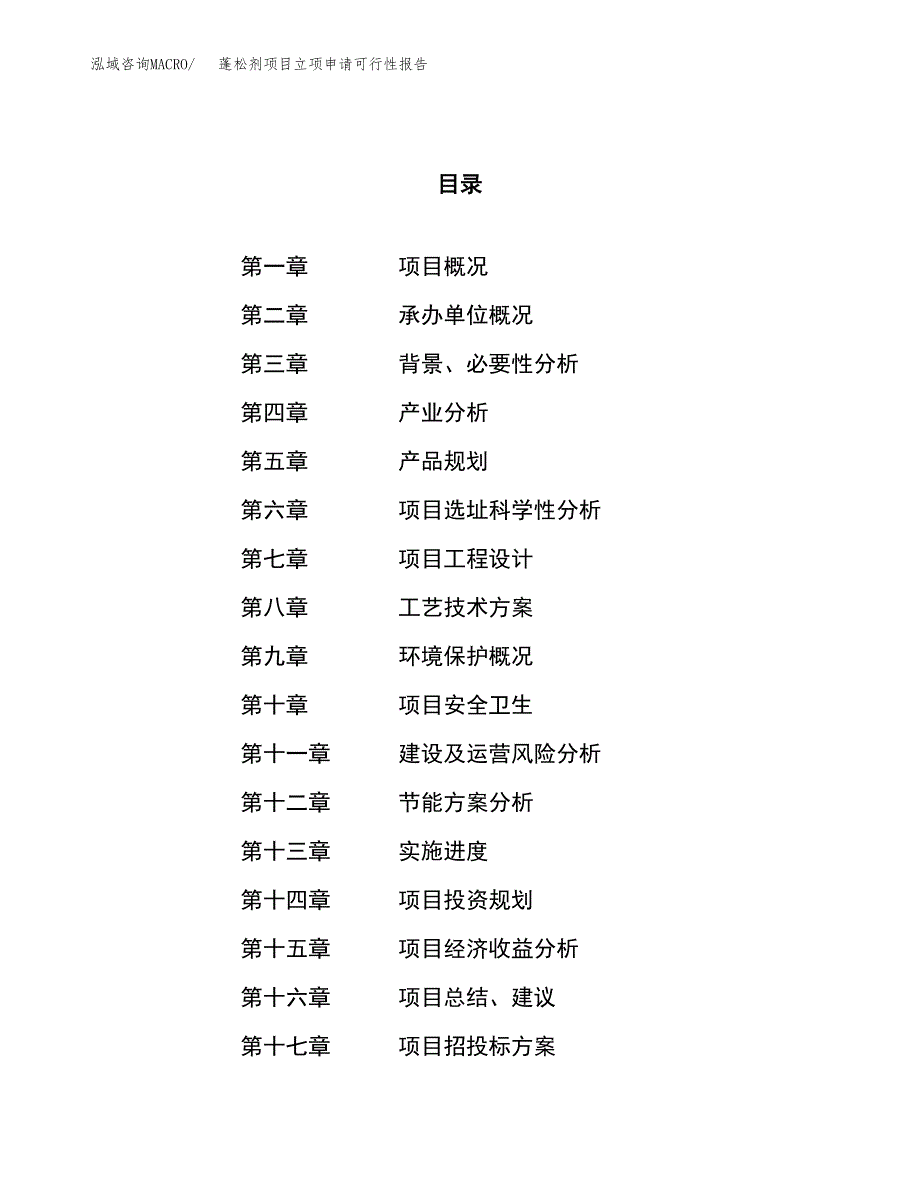 蓬松剂项目立项申请可行性报告_第1页