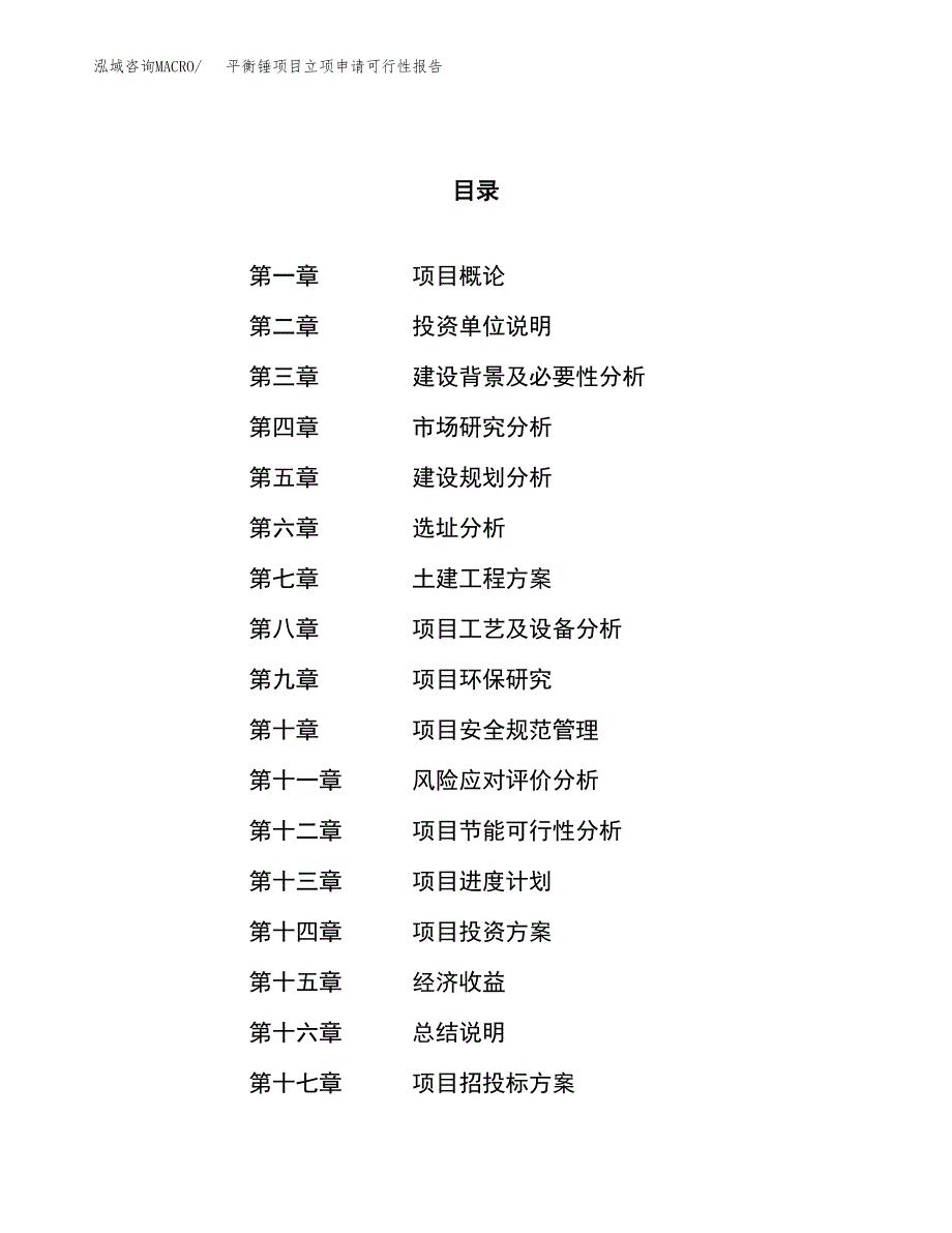 平衡锤项目立项申请可行性报告_第1页