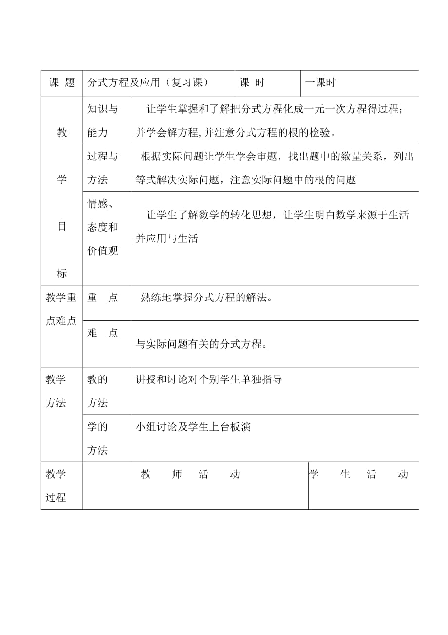 数学人教版八年级上册分式方程（复习课）_第1页