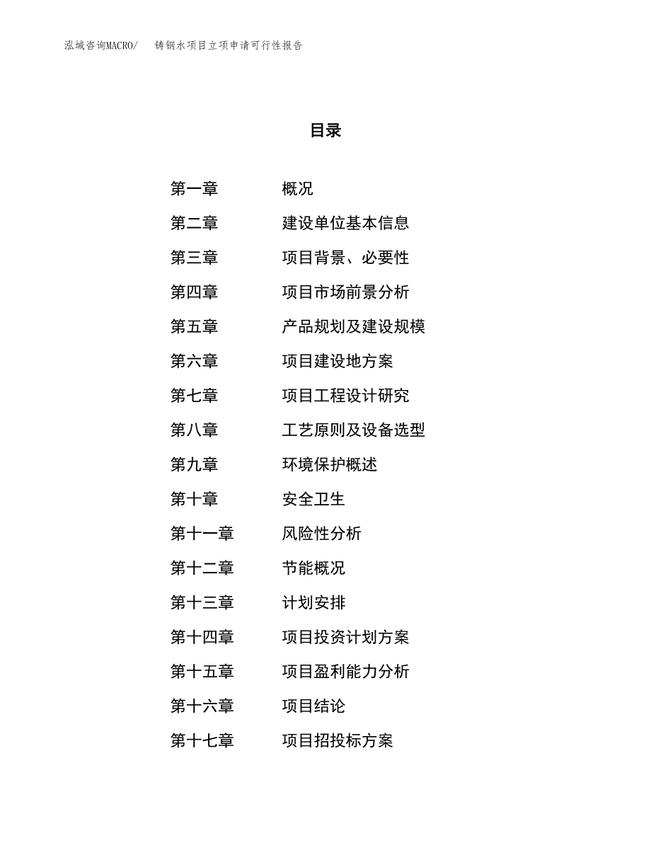 铸钢水项目立项申请可行性报告_第1页